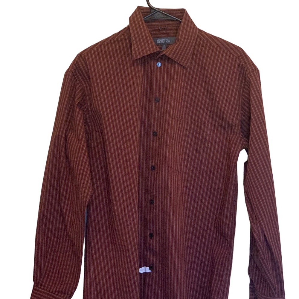 Kenneth Cole Reaction Mens 15 1/12 34/35 Long Sleeve Wrinkle Free Brown Shirt